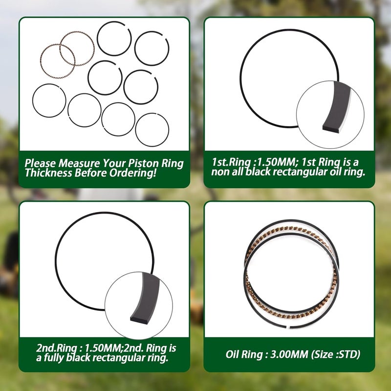 XTPTFABS 2 Sets of Piston Rings(24-108-05, 24-108-14, 24-108-14-S) Compatible with Kohler Engines 725CC & 747CC Ch25, Ch26, Ch730, Ch735, and Others.83mm Standard bore (no Oversize) 1.5mm Rings Style A. - Image 4